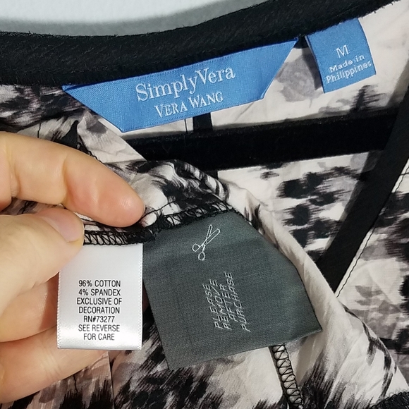 Vera Wang neutral print dress w/ pockets, M - Picture 8 of 8